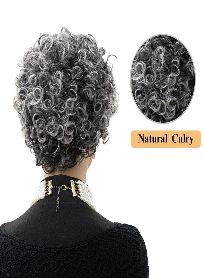 MOONSHOW Short Curly Wigs for Black Women - Synthetic Afro Wig - Pixie Cut with Bangs - Glueless - Modern Style - Image 5